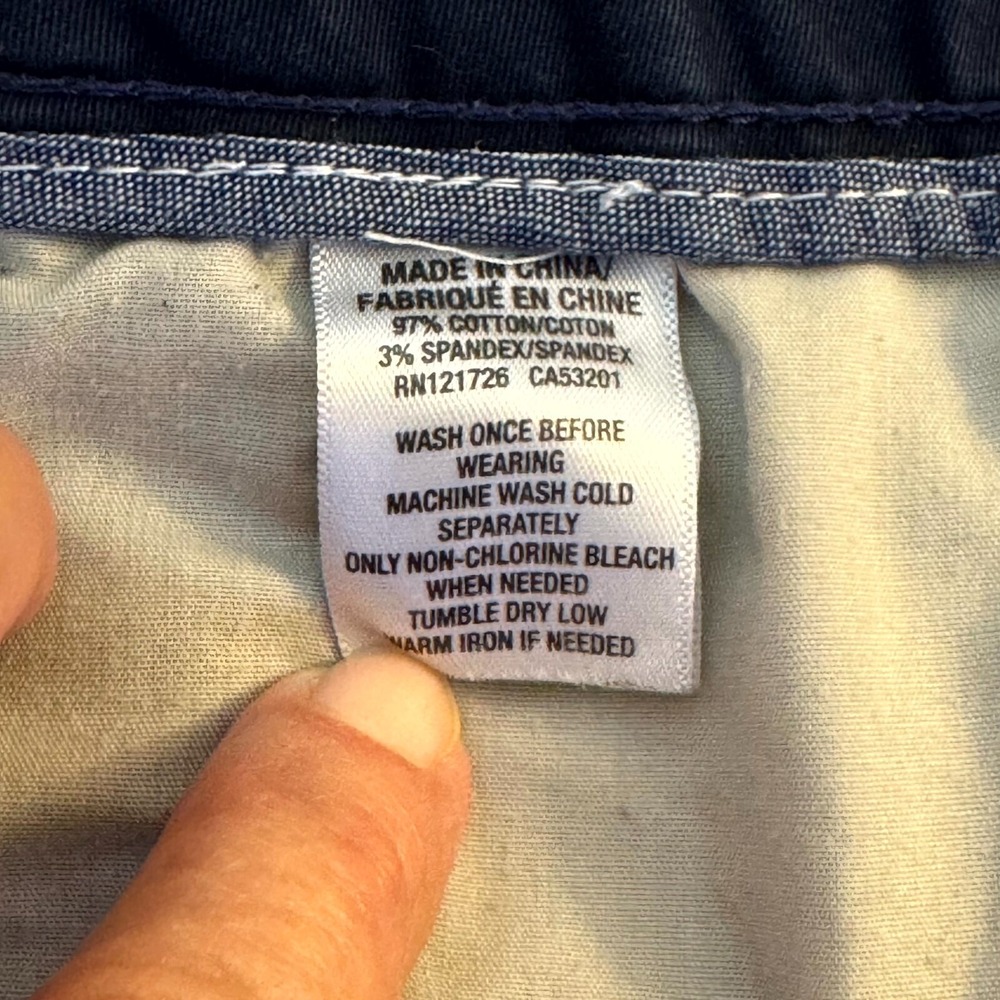 Men Chino Shorts Size 32 Blue Mid Rise Flat Front Classic Casual Zip Fly - Picture 3 of 5